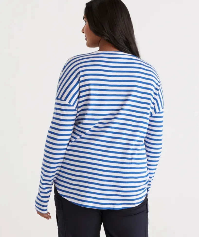 Stripe Crew Drop Shoulder Top<Sussan Outlet
