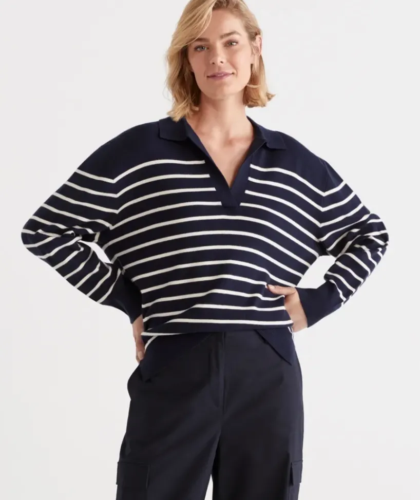 Stripe Polo Pullover<Sussan