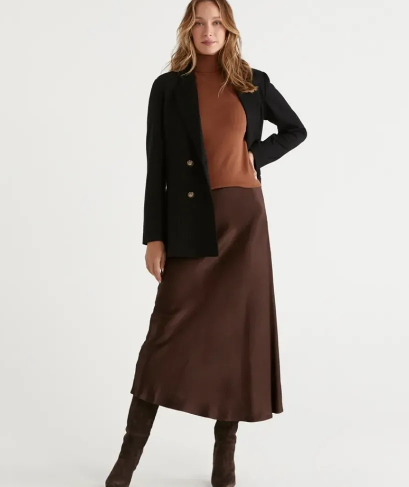 Winter Satin Slip Skirt<Sussan