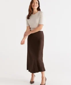 Winter Satin Slip Skirt<Sussan