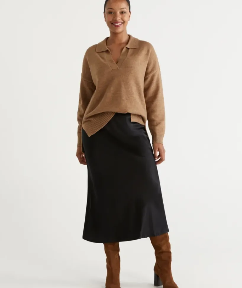 Winter Satin Slip Skirt<Sussan