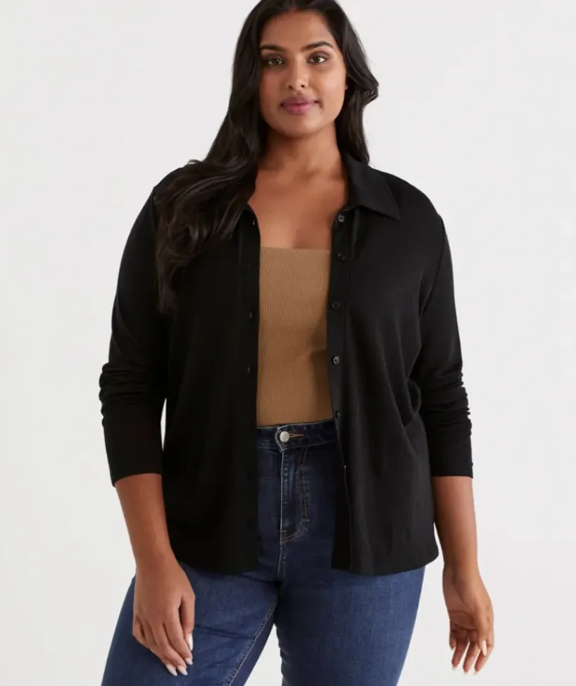 Wool Blend Button Long Sleeve Top<Sussan Best