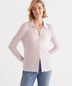 Wool Blend Button Long Sleeve Top<Sussan Best