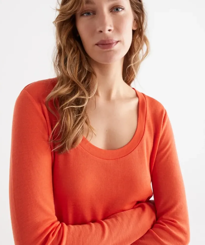 Wool Blend Scoop Top<Sussan Outlet